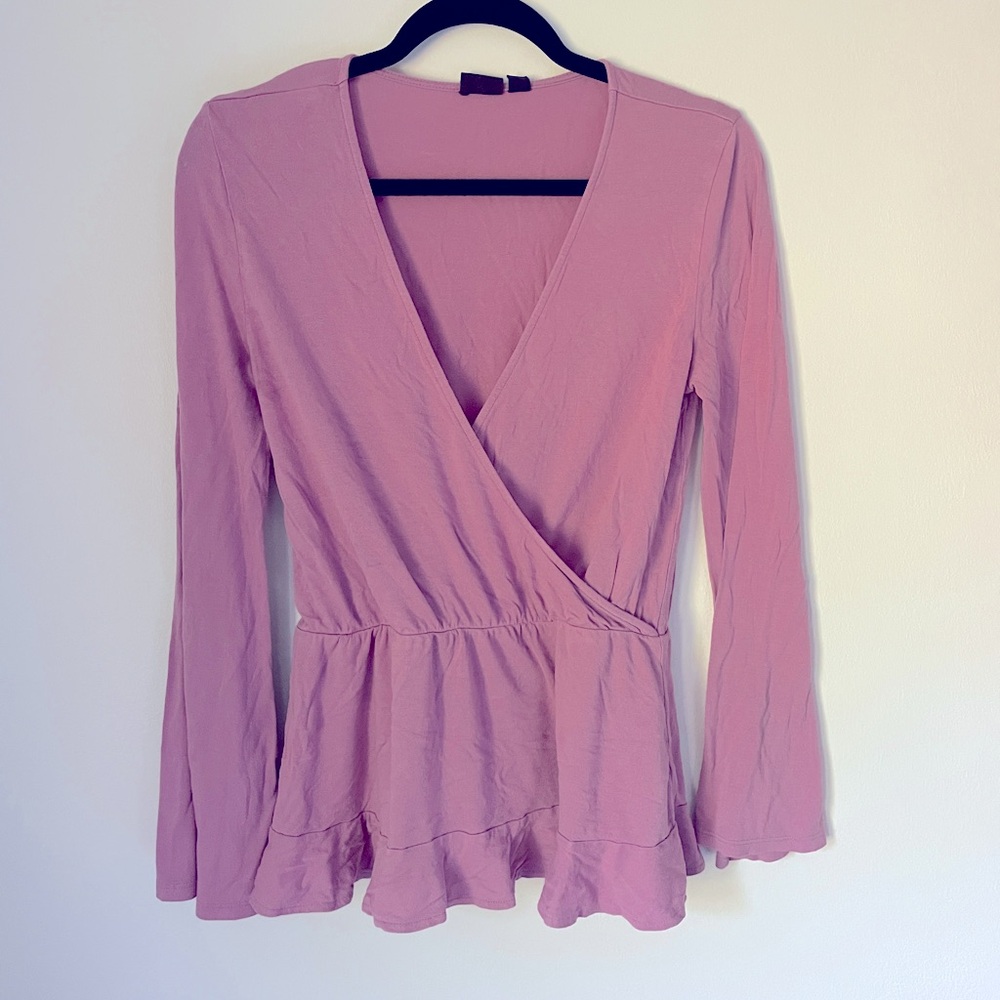 Free Press Mauve faux wrap peplum top